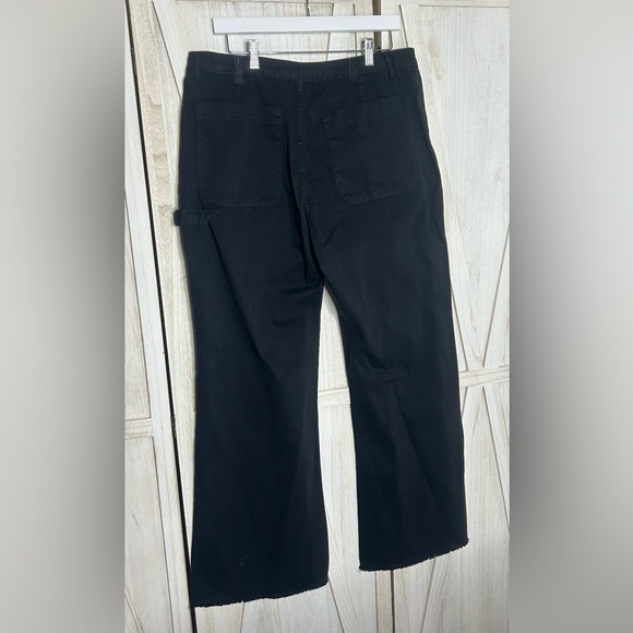 NWT Pistola Sasha Cargo High Rise Pants Womens 32 Black Relaxed Flare Frayed Hem - Picture 4 of 13